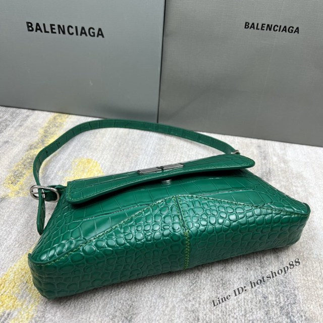 Balenciaga專櫃2022爆款XX系列腋下包 巴黎世家鱷魚綠肩背女包 fyj1262